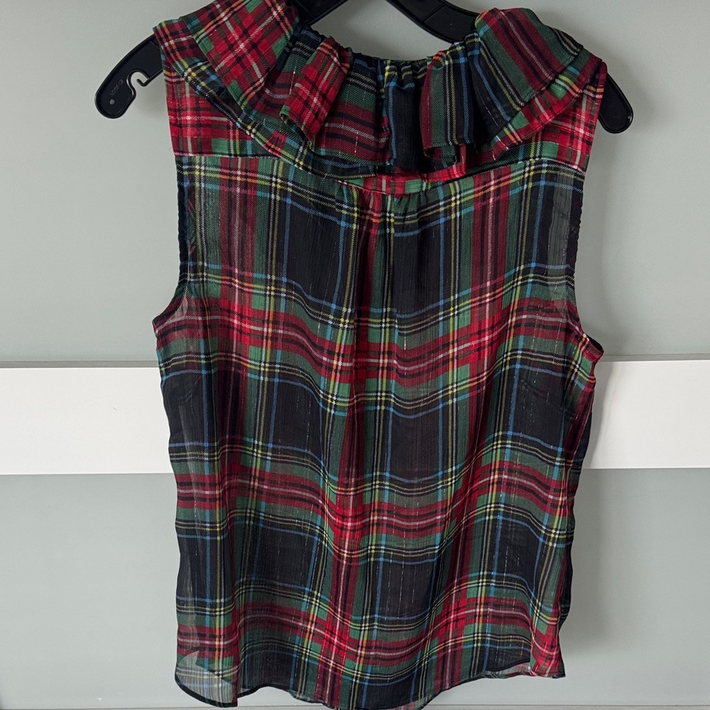 J. Crew Multicolor Plaid Ruffle Blouse - Picture 4 of 6
